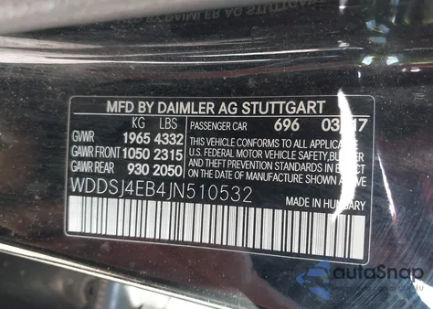 2018 Mercedes-Benz Cla 250 from USA, damaged, VIN WDDSJ4EB4JN510532